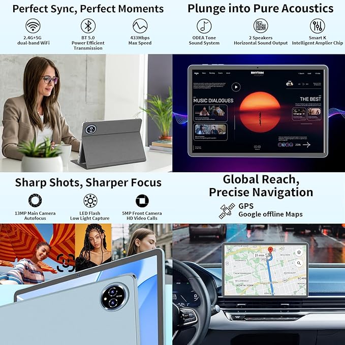 2026 Upgraded Android 15 Tablet, 11 inch Tablets with Keyboard, 24GB+128GB+2TB Expand, Octa-Core, 8000mAh, Gemini AI, 5G/2.4G WiFi, BT5.0, GMS, GPS, 2 in 1 Tablets with Case, Mouse, Stylus(Green)