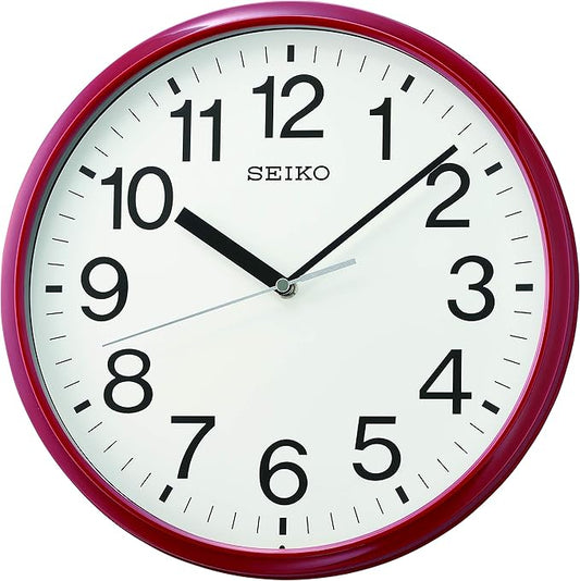Seiko Non Ticking Home, Office Wall Clock, 12 Inches, Red