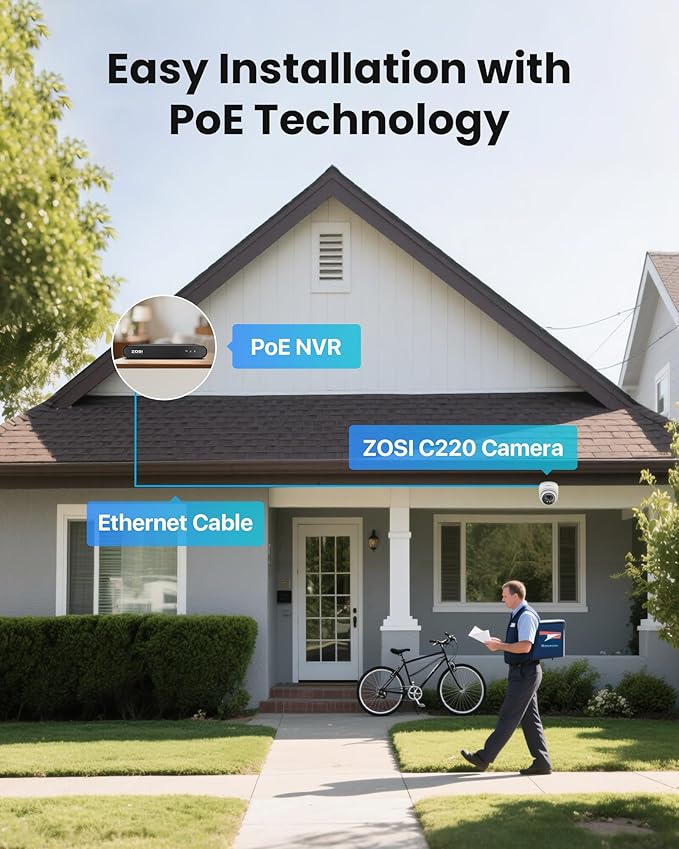 ZOSI C220 2Pack 4MP 2.5K QHD Add-On PoE IP Camera Outdoor, 1440p Surveillance Outdoor Camera to Home Security System, Only Work with ZOSI PoE NVR, 100ft Night Vision, AI Human Detection, Two-Way Audio