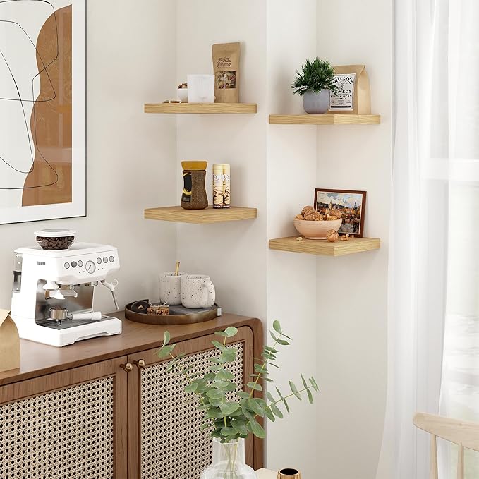 Fun Memories Floating Shelves for Wall - 9.3 Inch Square Shelves with Invisible Brackets, Small Wall Shelf for Living Room, Bathroom, Bedroom, and Kitchen Decor，Set of 3