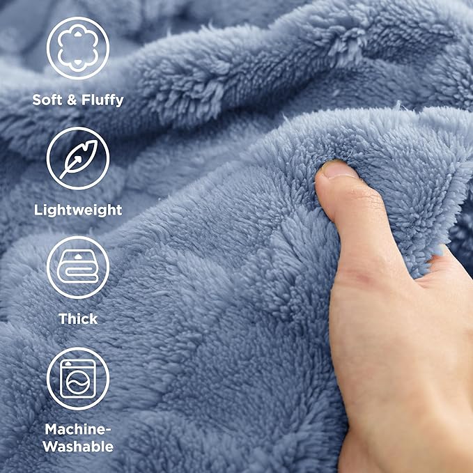 Bedsure GentleSoft Ashley Blue Twin XL Blanket for Bed - Super Soft Cozy Fleece Blankets for Women, Cute Throws for Girls, Dorm Room Essentials for Girls Teens Back to School, 66x90 Inches