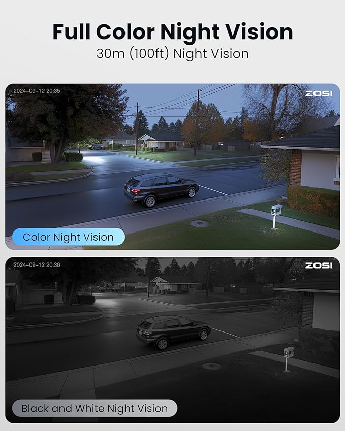 ZOSI 4K 8CH PoE Security Camera System(16CH Expandable), AI Face Person Vehicle Detect, 4 x 8MP 4K Outdoor Auto Tracking PT PoE Camera with Floodlights and 2-Way Audio, 8 Channel 8MP NVR with 2TB HDD