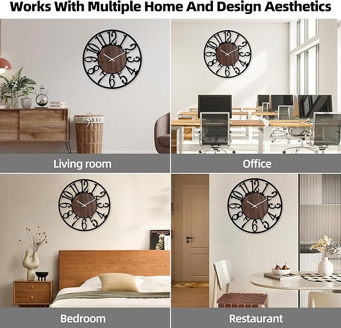 30 Inch Large Metal Wall Clock with Voice and Light Sensor Night Light, Glow in The Dark Non-Ticking Silent Battery Operated Decorative Oversized Wall Clock for Bedroom Living Room Decor