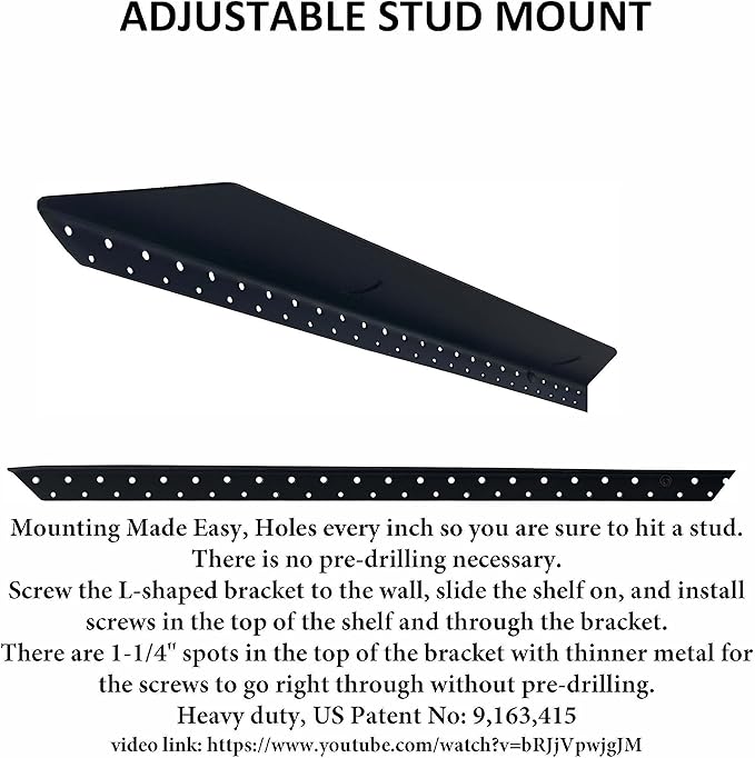 joelsantiques - 54 Inch Wooden Floating Shelves for Wall - 54x8x2 in - Made of Natural Wood - Long Heavy Duty Rustic Wall Shelves for Bedroom - Perfect for Living Room, Kitchen - Black
