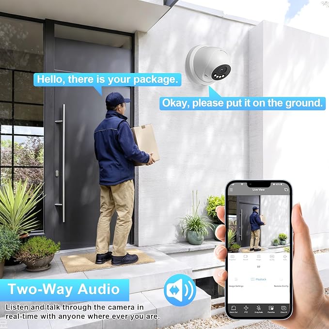 5MP PoE Camera Outdoor, Smart Dual Light IP Security Dome Surveillance Camera, Color Night Vision, 2.8~12mm Motorized Lens, Two-Way Audio, Waterproof IP67, Human&Vehicle Detection, IND5GD99Z