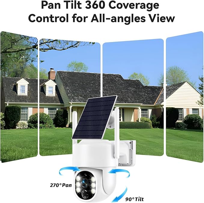 Solar Security Cameras Wireless Outdoor, 5G&2.4GHz Cameras for Home Security, 2K Solar Outdoor Camera, Color Night Vision, AI Human Detection, 2-Way Talk, Siren Alarms (2-Pack)