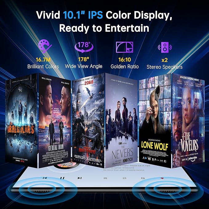 10 Inch Tablet Android 14 Tablet with Sim Card Slot Unlocked, 10GB RAM, 32GB ROM, 1TB Expandable, 8MP Camera, 2.4G/5G WiFi, BT5.0, Cellular Tableta with GPS, Protective Case (Blue)