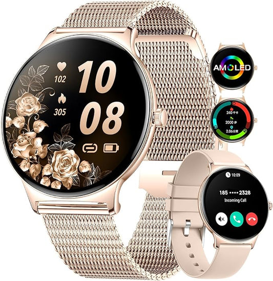LIGE Smart Watch for Women(Dial/Answer Calls), 1.43" AMOLED HD Display, 100+ Sports Modes Fitness Tracker Watch, 5ATM Waterproof/IP68/Sleep Smartwatch Womens, Ladies Smart Watches for iOS Android