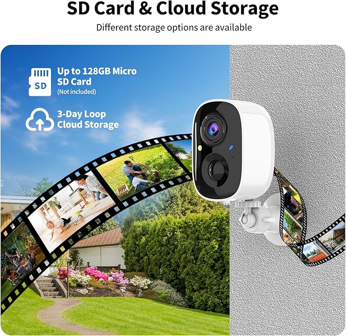 2K FHD WiFi Wireless Cameras Solar Powered,Security Cameras Wireless Outdoor,Outside Camera for Home Security,AI Motion Detection,Color Night Vision,Spotlight,Siren Alarm,SD/Cloud Storage,2 Pack