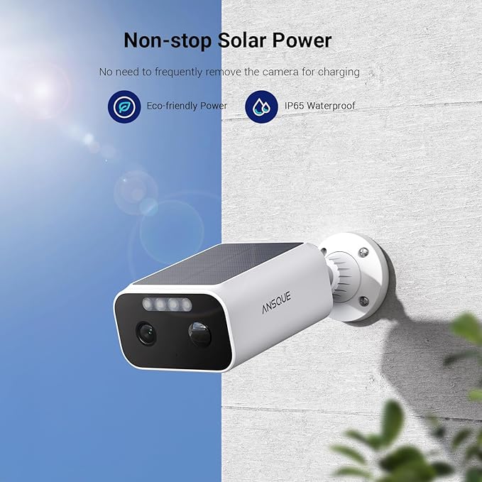 Solar Security Cameras Wireless Outdoor, 2-Cam-Kit, 2K Home Security Camera System, 365-Day Battery Life, No Subscription Fee, Easy to Install, Color Night Vision, Local Storage