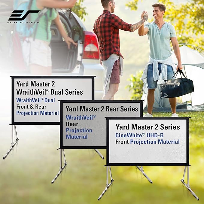 Elite Screens Yard Master 2, 120 inch Outdoor Projector Screen with Stand 16:9, 8K 4K Ultra HD 3D Fast Folding Portable Movie Theater Cinema 120" Indoor Foldable Easy Snap Projection Screen, OMS120H2