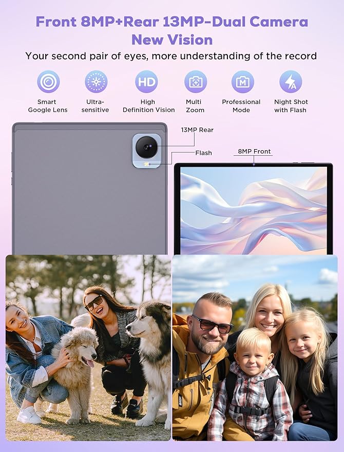 2025 Tablet 10.4 inch Android 15 Tablets with Keyboard Stylus Mouse: 2K IPS Tablette (2000x1200), 36GB+256GB(1TB TF), 5G/2.4G Dual WiFi, 8-Core 1.6GHz, 8000mAh,8+13MP, Widevine L1- Gray