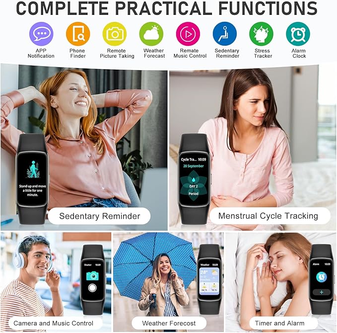 Fitness Tracker Step Counter with 24/7 Heart Rate Blood Oxygen Sleep Monitor, 1.47'' AMOLED Touch Color Screen Fitness Watch, Smart Watches for Women Men