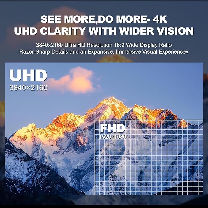 ZZA 32" Monitor | 4K UHD 3840x2160, IPS Panel, 60Hz, Adaptive Sync, 100% sRGB, Back Breathing Light,Blue Light Filter, VESA Mountable 75x75mm