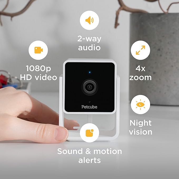 Petcube Cam Indoor Home Security Camera with 1080p HD Video, Two-Way Audio, Motion Detection, and Phone App, Night Vision Wi-Fi Camera for Apartment Security, Video Baby Monitor, Pet Camera (2pack)