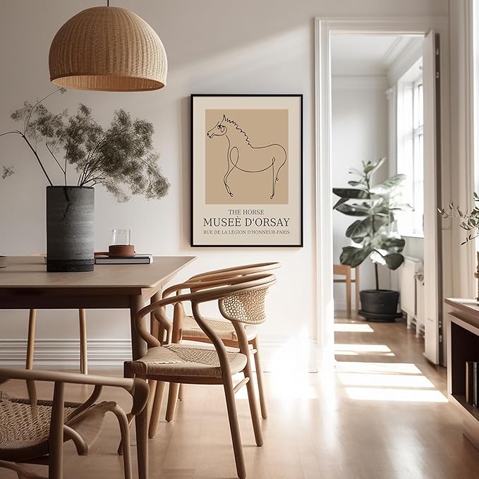 Poster Master Vintage Poster - Retro Horse Print - Line Drawing Art - Sketch Art - Gift for Boys, Girls & Animal Lover - Minimal Wall Decor for Kid's Room or Nursery - 8x10 UNFRAMED Wall Art