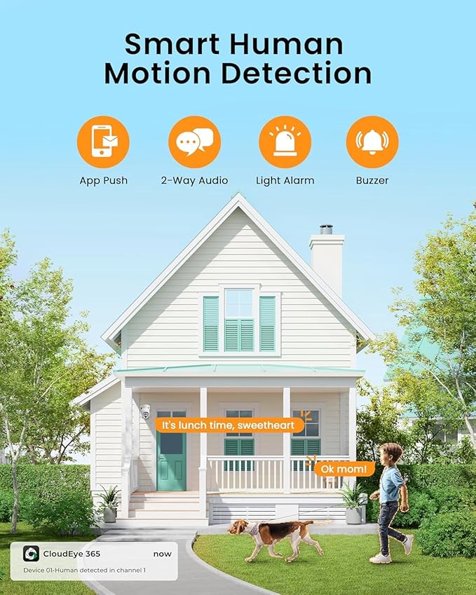 CAMCAMP Wireless Security Camera System, Solar Powered PTZ 6 Cam-kit Camera Security System, 500GB HDD, 4MP NVR,Easy Installation, Color Night Vision, 2 Way Audio, 2.4G & 5G WiFi for Home Outdoor