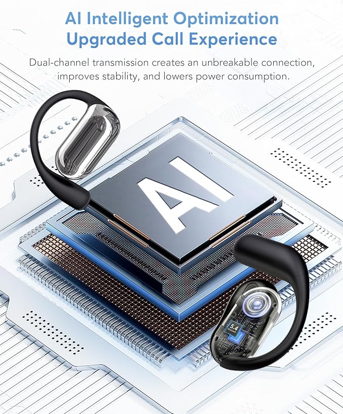 AI Translation Earbuds Real-Time, 144 Languages & Accents,4-in-1 Open Ear Wireless Earbuds with Charging Case, Compatible with iOS & Android, Ideal for Travel, Business, Learning,Black