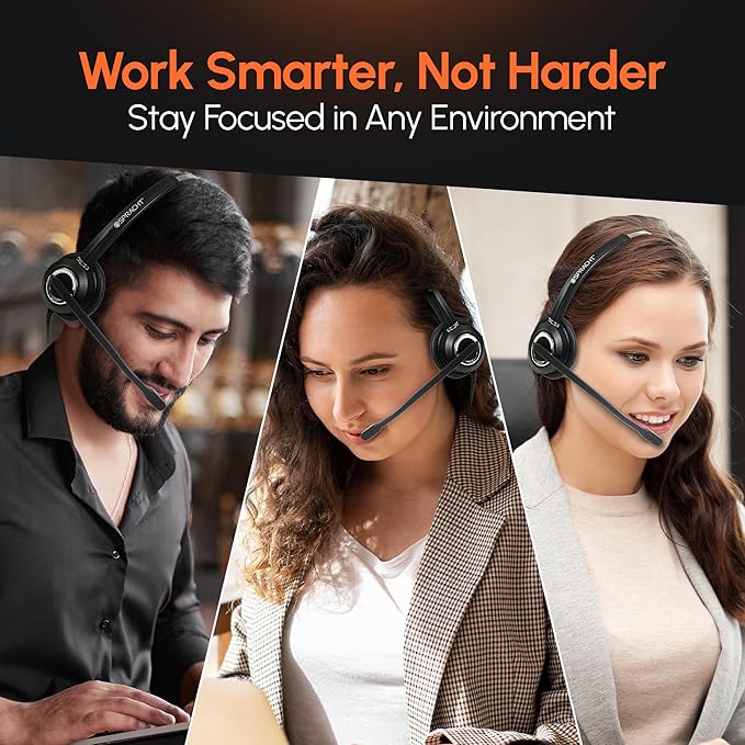 Spracht Wired Headset for Desktop Phone | Single Ear Universal Headset for Office Telephones | Mono Head Set with Microphone - Works with Polycom Digium Nortel Yealink Grandstream Cisco Zum RJ9