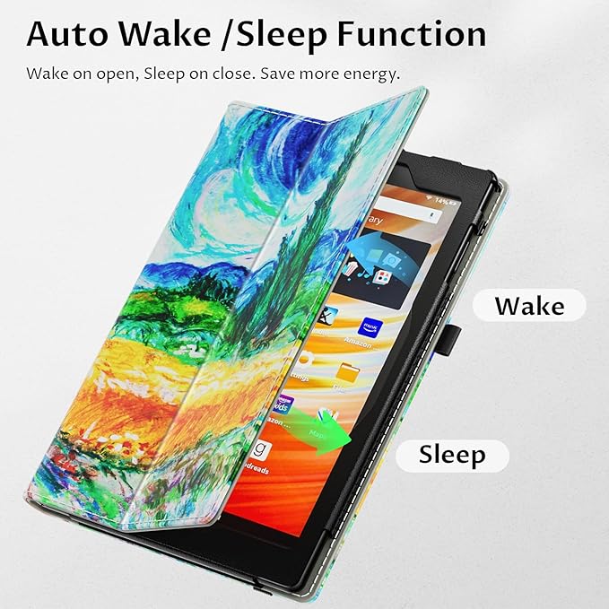 VORI Case for All-New Amazon Kindle Fire HD 10 Tablet (13th/11th Generation 2023/2021 Release) and Fire HD 10 Plus - Slim Folding Stand Folio Cover with Auto Wake/Sleep & Hand Strap, Wheatfield