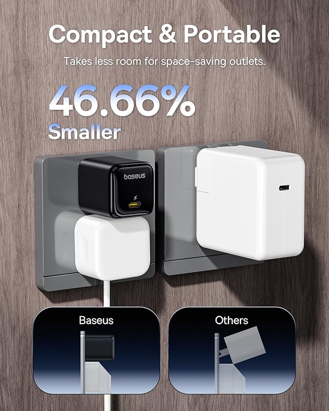 Baseus 45W USB C Charger Block, 2 Pack PPS Fast Charger Type C with USB-C Cable for iPhone 17/16/15 Series, iPad, Galaxy S24 Ultra and More Series