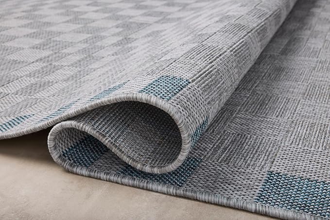Loloi Amber Lewis Topanga Collection TOP-07 Silver/Blue 9'-2" x 12'-0" Indoor/Outdoor Area Rug