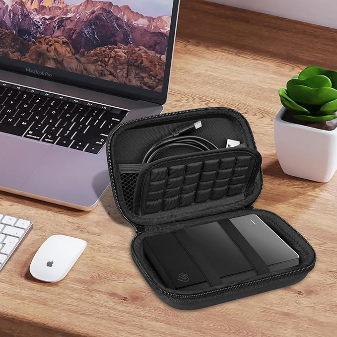 Lacdo Hard Drive Carrying Case for Seagate Portable/Game Drive for Xbox PS5, Toshiba Canvio Basics, WD My Passport Portable External Hard Drive HDD Case 1TB 2TB 4TB 5TB 6TB Shockproof Travel Bag,Black
