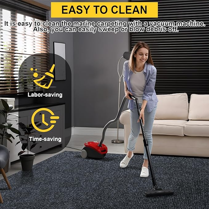 Marine Carpet,6 FT x 10 FT Dark Gray Indoor Outdoor Carpet 0.2" Thick Boat Carpet with Water-Proof TPE Backing, Non-Slide Outdoor Marine Carpet Roll for Home, Patio, Porch, Deck