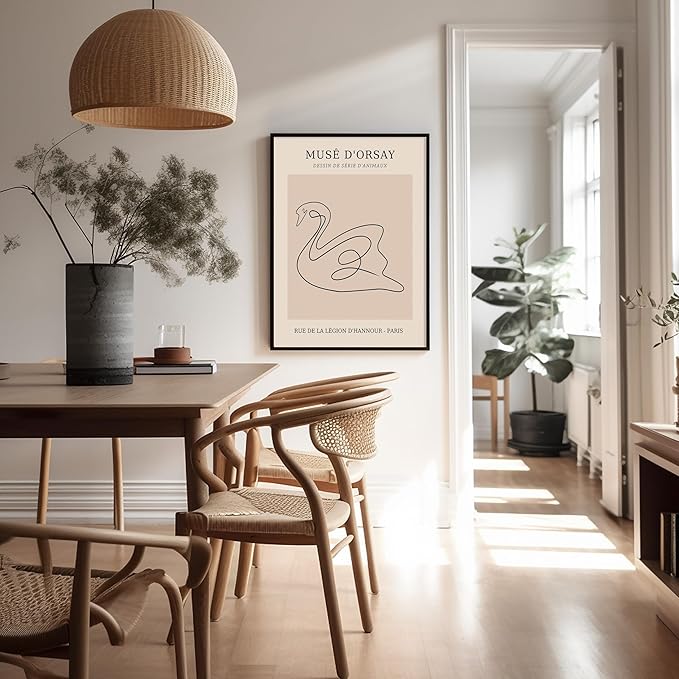 Poster Master Vintage Poster - Retro One Line Swan Drawing Print - Swan Art - Bird Art - Minimal Gift for Her, Animal Lover - Abstract Decor for Home, Office, Bedroom, 18x24 Unframed Wall Art