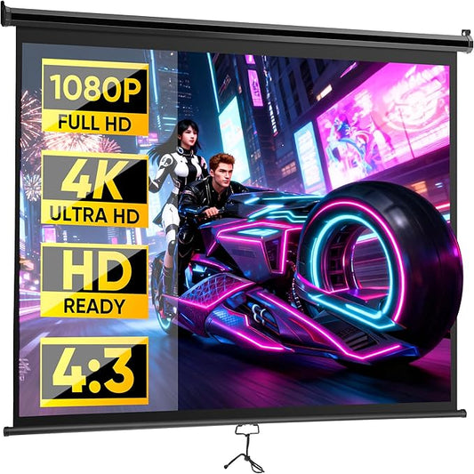 ZENY Portable Projector Screen Pull Down, 72 Inch 4:3 Video Projection Screen Home Theater, Retractable Projector Screen, Moive Screen Indoor Outdoor, Wall Mount (72'' 4:3 Black)