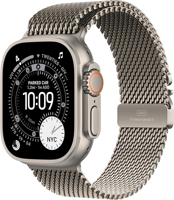 Apple Watch Ultra 3 [GPS + Cellular 49mm] Running & Multisport Smartwatch w/Rugged Titanium Case w/Natural Titanium Milanese Loop - S. Satellite Communications, Advanced Health & Fitness Tracking