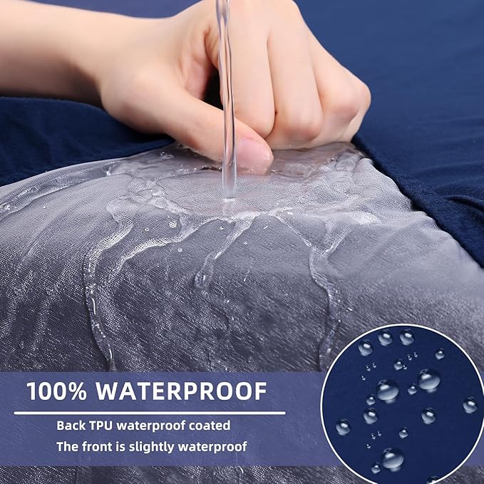 hyha Waterproof Couch Cushion Covers, Stretch Sofa Couch Seat Slipcover for Dog Washable, Non-Slip Waterproof Outdoor Cushion Covers for Patio Furniture Replacement (1 Piece for Large, Navy)