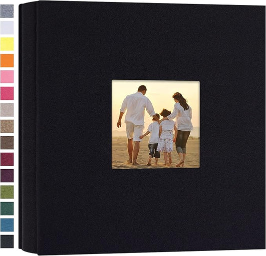 potricher Small Photo Album 4x6 200 Photos Linen Cover Picture Photo Book for Family Wedding Anniversary Baby Vacation (Black,200 Pockets)