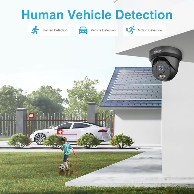 Anpviz 6MP PoE IP Camera Black, 3K Full Metal Turret Security IP Camera Outdoor Indoor, Smart Dual Light Color Night Vision, AI Human Vehicle Detection, Built-in Mic, 2.8mm Lens, IP66 Waterproof, NDAA