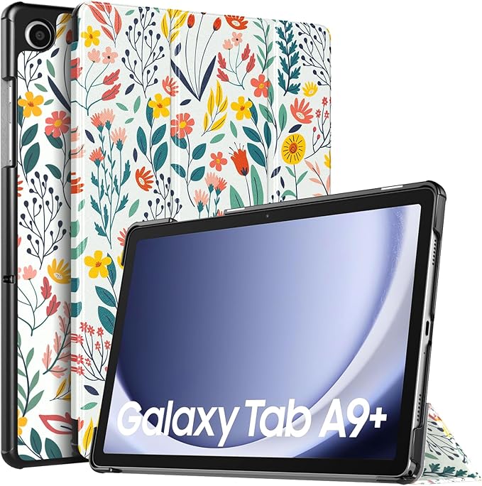TiMOVO Case for Samsung Galaxy Tab A9+/A9 Plus 11 Inch 2023, Slim Lightweight Stand Hard Back Shell Protective Cover for Galaxy Tab A9+ Tablet SM-X210/X216/X218, Auto Wake/Sleep, Flowers