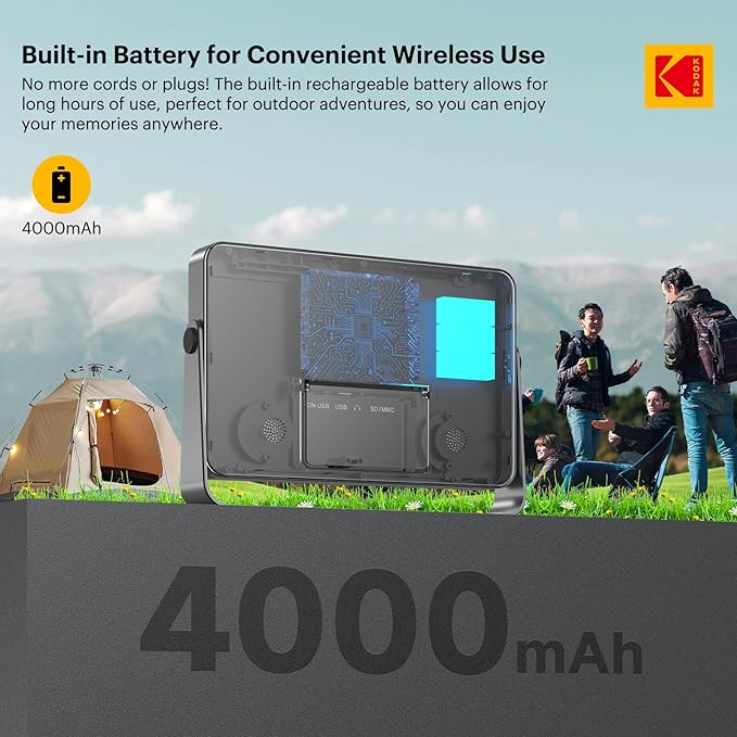 KODAK Wireless Digital Picture Frame with 4000mAh Battery Powered,10.1 Inch 1920x1200 G+G IPS Touch Screen Digital Picture Frame, 32GB Storage, Auto-Rotate, KODAK APP, Gifts for Women