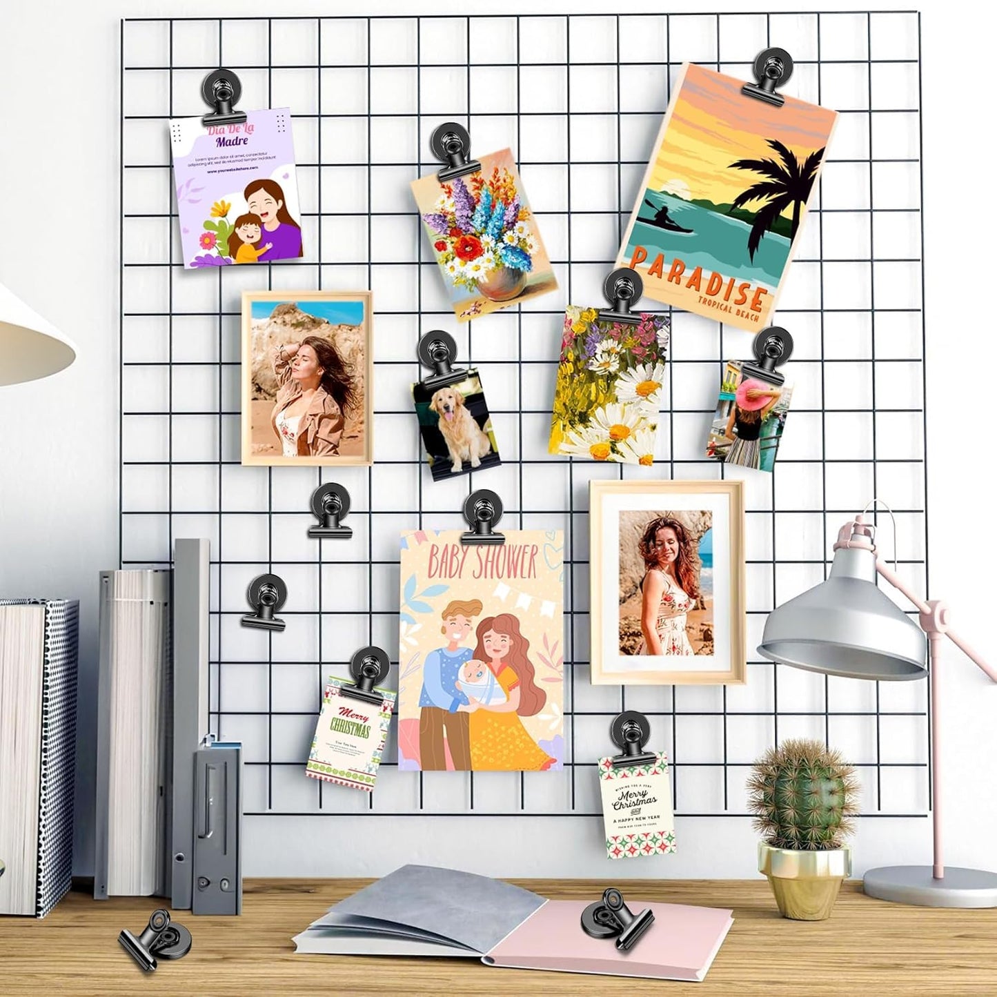 200 Pack Magnetic Clips Heavy Duty, Fridge Magnets Refrigerator Magnets, Magnet Clips for Whiteboard, Clip Magnets for List Display Paper Fasteners on Home, Office,Classroom (Black)