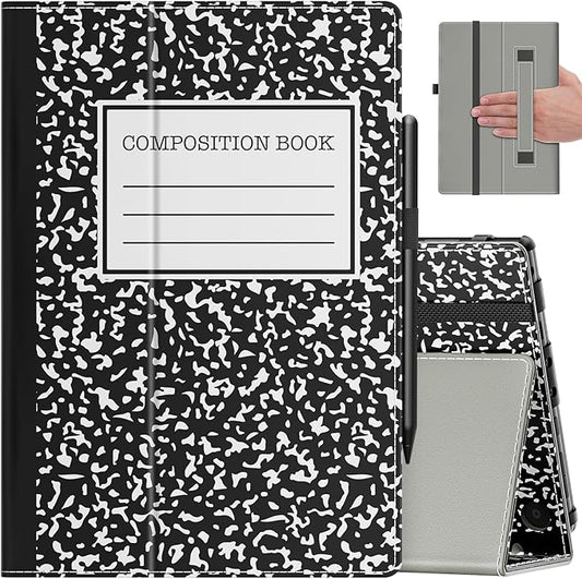 VORI Case for All-New Amazon Kindle Fire HD 10 Tablet (13th/11th Generation 2023/2021 Release) and Fire HD 10 Plus - Slim Folding Stand Folio Cover with Auto Wake/Sleep & Hand Strap, Black Notebook