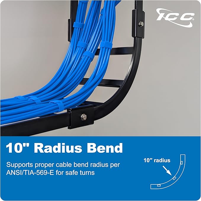 ICC Cable Runway Rack 90° Inside Corner, 16-Gauge Steel, Made in USA