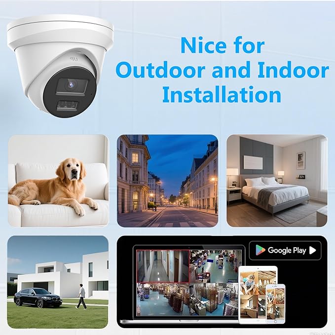 Real HD 12MP PoE IP Turret Security Camera Outdoor Wide Angle 113 Degree, IP67, Support 512G Micro-SD(NOT Included), Plug and Play with K and M Series 12MP NVR