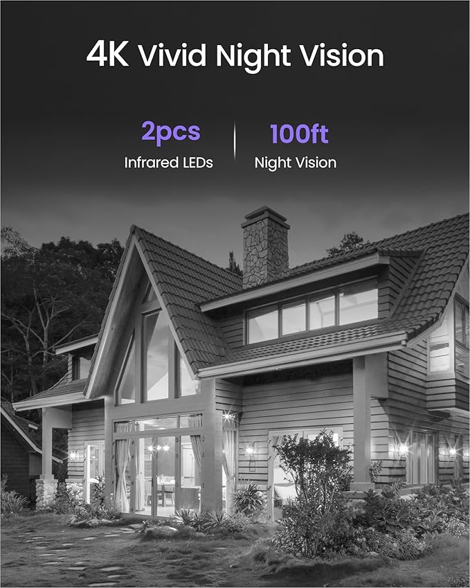 Loocam 4K Ultra HD Security Camera, Dome Wired Camera, 100ft IR Night Vision, IP66 Weatherproof for CCTV NVR Surveillance Camera Systems Outdoor Indoor