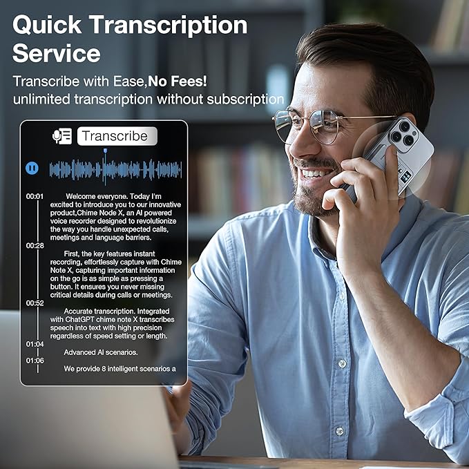 AI Voice Recorder Call Chatgpt, Digital Voice Recorder Support Free Audio Transcription and Text Summary,APP and Web Sync,107 Languages, 60H Recording, Applicable to Lecture, Meeting, Interview, etc