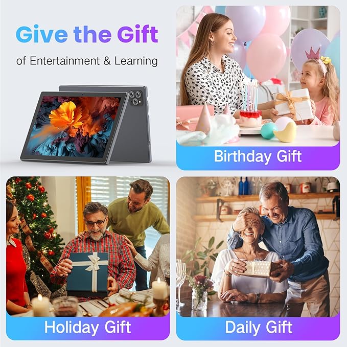 Android Tablet 10.1 Inch, 2025 Android 14 Tablets with Octa-Core, 12GB RAM + 64GB ROM (2TB Expand), Wi-Fi 6 BT 5.0 Tablet PC Long-Life Battery, Large HD Touchscreen Tablets for Adult