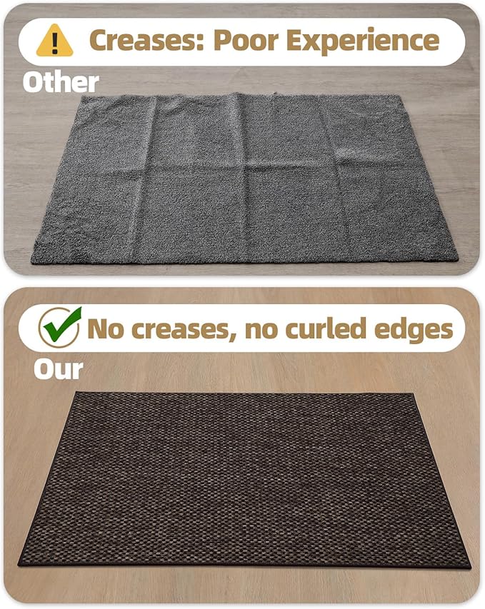 Color&Geometry Door Mat 17"x29", Front Door Mat Indoor Rugs for Entryway, Non Slip Washable Low-Profile Inside Doormat, Entry Mat Entry Rug Door Mats Indoor Entrance, Brown (Rolled-up NO Creases)
