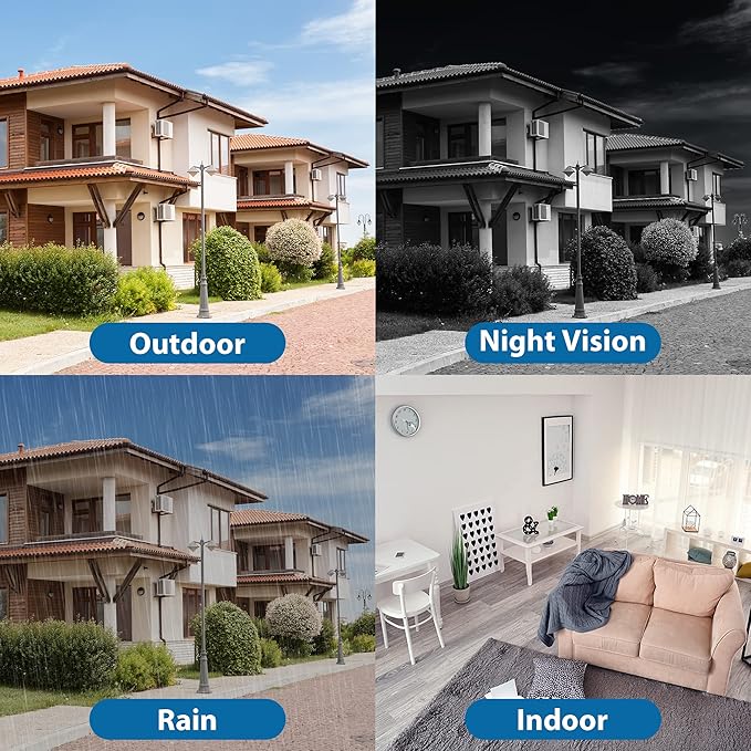 R-TECH 4-in-1 AHD/CVI/TVI/Analog Outdoor/Indoor Turret Dome Camera (4 Pack 2MP)