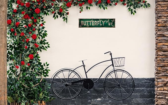 Vintage Tin Sign Retro Metal Butterfly Street Signs Stylish Wall Art Plaques for Home Decor Bathroom Kitchen House and Gothic Wall Decor or as a Unique Poster 16x4 in