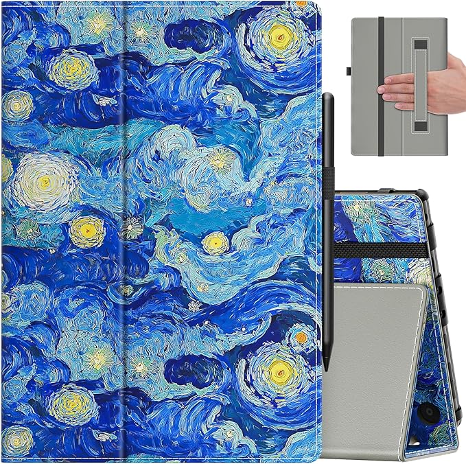 VORI Case for All-New Amazon Kindle Fire HD 10 Tablet (13th/11th Generation 2023/2021 Release) and Fire HD 10 Plus - Slim Folding Stand Folio Cover with Auto Wake/Sleep & Hand Strap, Starry Night Blue