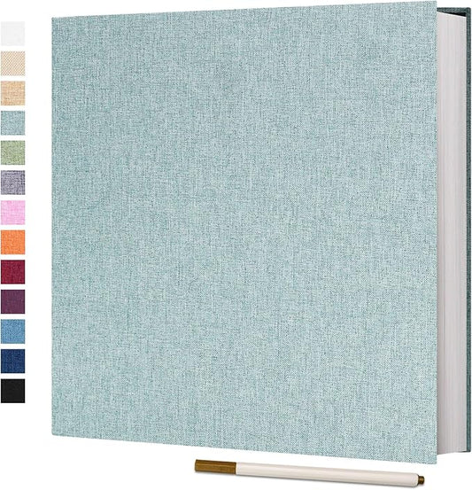 Vienrose Photo Album Self Adhesive 4x6 5x7 3x5 8x10 10x12 Scrapbook Album DIY Scrap Book with A Metallic Pen (13"x12.6" 60 Pages, Turquoise)