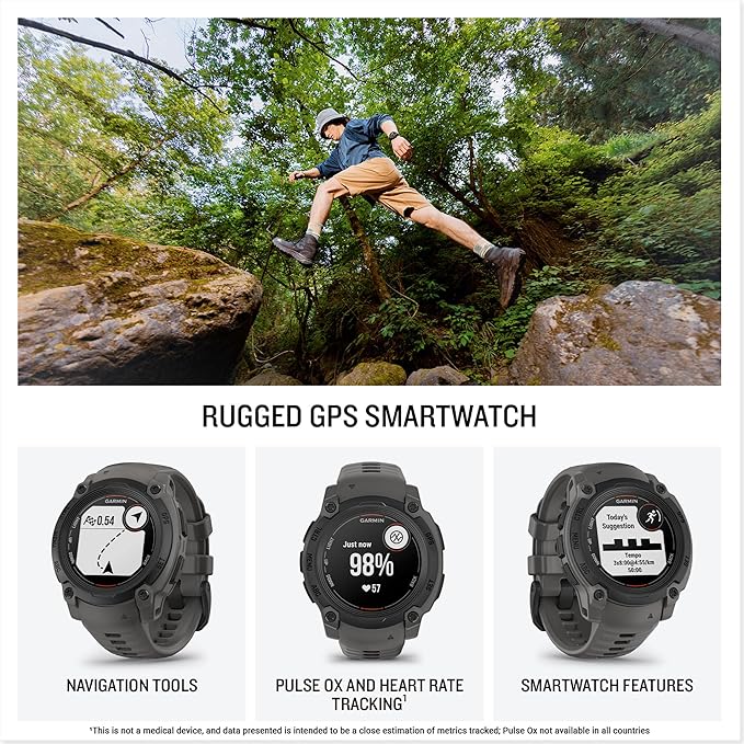Garmin Instinct® E 40mm, Rugged Outdoor GPS Smartwatch, 24/7 Health Monitoring, Wrist-Based Heart Rate, Up to 16 Days of Battery Life, Charcoal