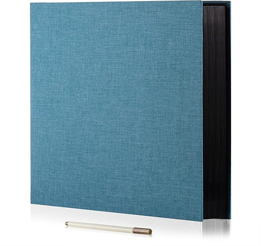 Large Photo Album Self Adhesive for 4x6 8x10 Magnetic Scrapbook Album DIY 60 Black Sticky Pages Linen Cover Photo Album(Sky Blue)